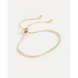 SHASHI Diamond Tennis Pull Bracelet in Gold One Size Womens Crystals